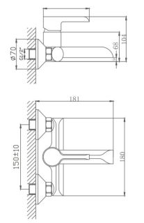Смеситель для ванны Haiba HB60805-7 чёрный матовый